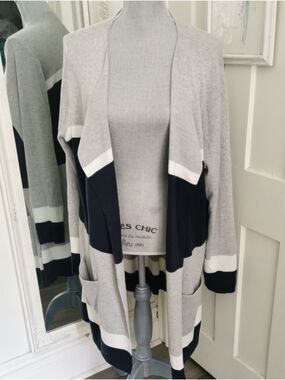 Womens Laura Colorblock Beachy Boho Open Front Women's Cardigan Sweater. XXL